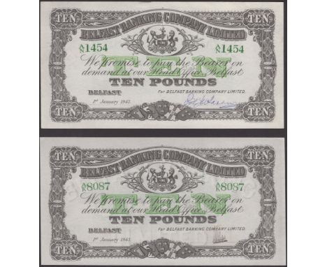 Belfast Banking Company Limited, £10 (3), 1 January 1943, serial number A/K 8087, A/N 1454 and A/N 167, good very fine to goo