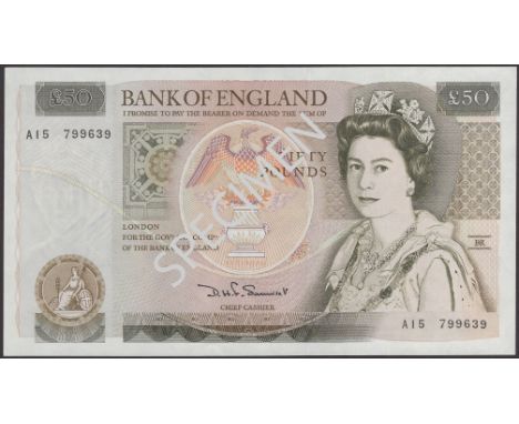 Bank of England, David H. F. Somerset, £50, 20 March 1981, serial number A15 799639, fresh and original, light handling about