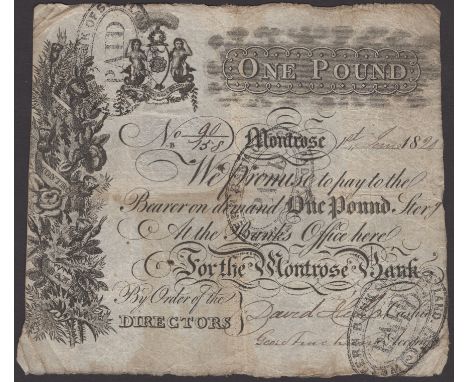 Montrose Banking Co., £1, 1 June 1920, serial number 90/158, two manuscript signatures at low right, three PAID stamps, sever