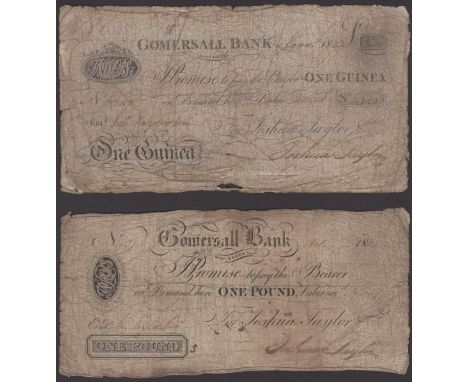 Gomersall Bank, for Joshua Taylor & Co., £1, 1 October 1824, serial number illegible, also 1 Guinea, 1 January 1823, serial n