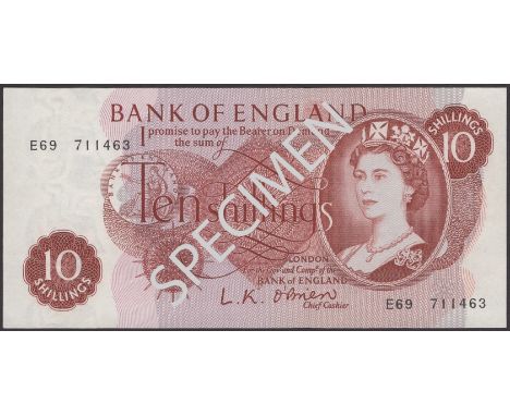 ERROR: Bank of England, Leslie K. O’Brien, 10 Shillings, 12 October 1961, serial number E69 711463, with an inverted serial n
