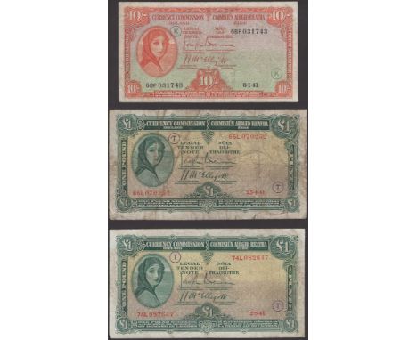 Currency Commission, Ireland, 10 Shillings, 8 January 1941, serial number 68F 031743, War Code K, £1 (2), 25 April 1941, pref