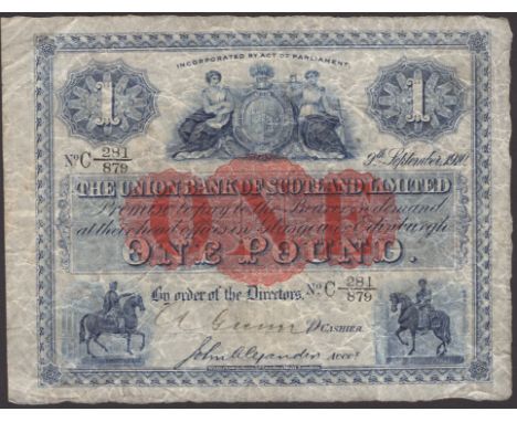 Union Bank of Scotland, £1, 12 April 1912, serial number C 281/879, Alexander and one other manuscript signature, original pa