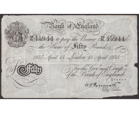 Bank of England, Kenneth O. Peppiatt, Operation Bernhard, £5, London, 4 June 1936, prefix A/350, £10, 19 April 1934, prefix K