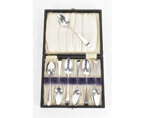 A George III silver cased set of six teaspoons, by Peter, Anne & William Bateman, hallmarked London 1801, each engraved with 