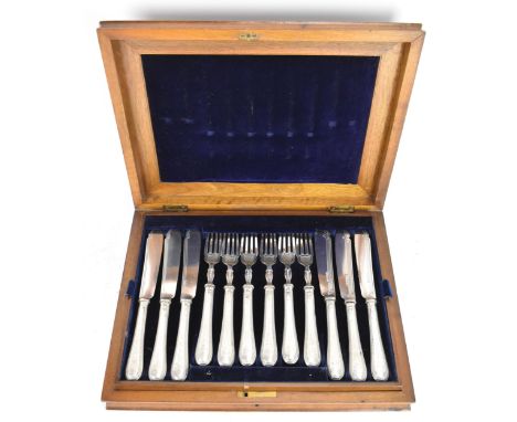 A Victorian cased set of silver fish eaters, by Harrison Brothers & Howson, hallmarked Sheffield 1869, consisting of six frui