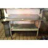 Stainless steel work table with under shelf, 48" x 30"
