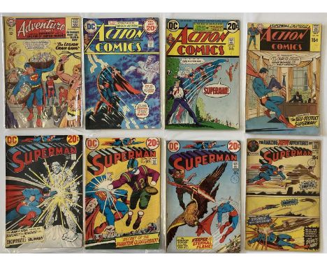 SUPERMAN / SUPERBOY COMICS. Sixteen Superman and related comics: Superman #235, 260, 264, 266, 280, 282. Action Comics #390, 