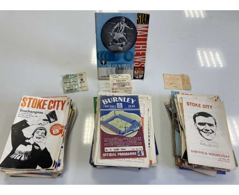 A collection of approximately 280 football programmes/souvenirs / supplements mostly c 1954 to late 1960s. Many Stoke City ho