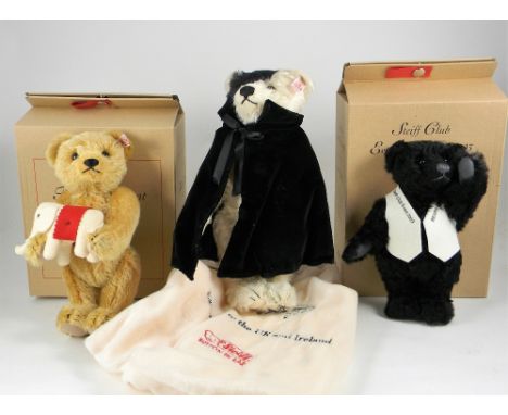 Three Steiff Limited Edition including 662164 Musical Bear Phantom of the Opera, 30cm, white tag, 01608 of 3000, with bag, ce