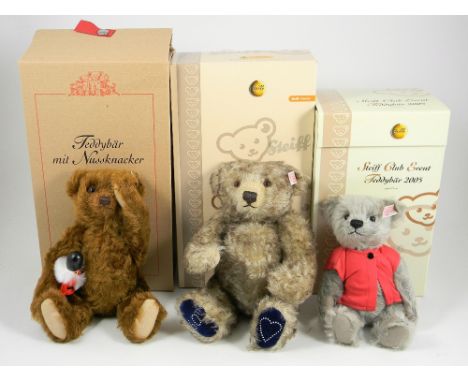 Three Steiff Limited Editions Teddy Nutcracker, Teddy Bear Buckingham and Teddy Event 2005, 037955 Teddy Bear with Nutcracker