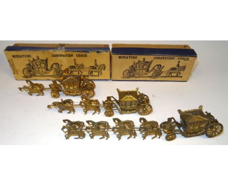  * Britains Miniature Gilt Coaches sets 1487, four horse, with original illustrated box (G, one horse loose, box F-P), 1503, 