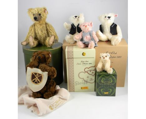 Six Steiff Limited Editions, 660313 Edward the Attic Bear for Harrods, 31cm, white tag, 000188 of 1500, 2x420337 Steiff club 