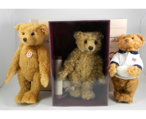 Three Steiff Limited Editions Teddy Bears, 037160 Teddy Bear with press-and-listen music-box, 38cm, white tag, 01021 of 3000,