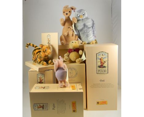 Steiff Limited Edition Winnie the Pooh and Friends, 680090 Winnie the Pooh 2001 75th Celebration, 00109, 680014 Kanger and Ro