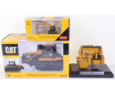 Three Norscot Cat Models, 55001 Challenger 95E Argricultural Tractor, 1:32 scale, 55262 Cat 320 D L Hydraulic Excavator, 1:87