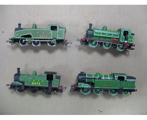 Four 'OO' Gauge/4mm Tank Locomotives, 0-6-0 Hornby class J123 Saddle Tank G.N.R No 1247, 0-6-0 Hornby Class J83 Tank L.N.E.R 