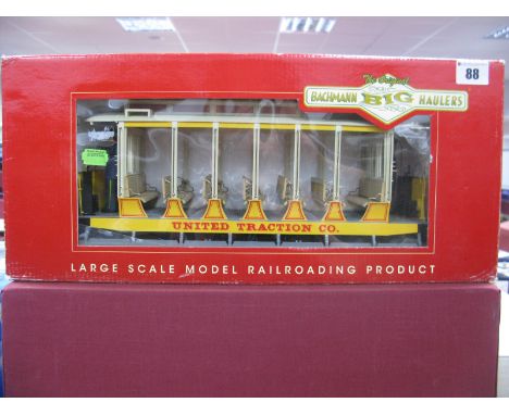 Bachmann G Scale Ref. 93938 'Open Street Car', with figures/lights, sealed box, appear unused, condition good.