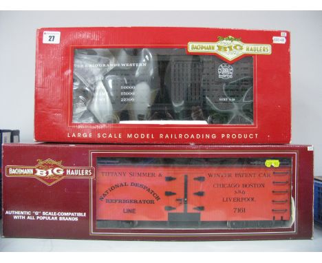 Two Items of Bachmann G Scale Box Vans, Ref. 98118 'Denver and Rio Grande', boxed, Ref. 93276 'Chicago Boston', boxed, condit