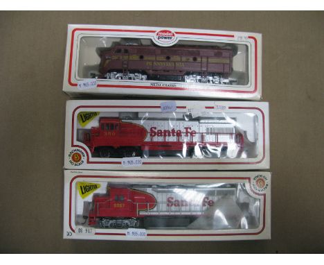 Two 'HO' Gauge Bachmann 'American Ontime' Diesel Locomotives, both 'Santa Fe' R/no 350 &amp; 606 boxed, plus one by 'Model Po