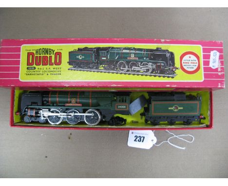 Hornby Dublo 'OO' Gauge Ref 2235/2 Rail West  Country Low/Tender 'Barnstaple' BR green R/no 34005 late crest, no motor, rear 
