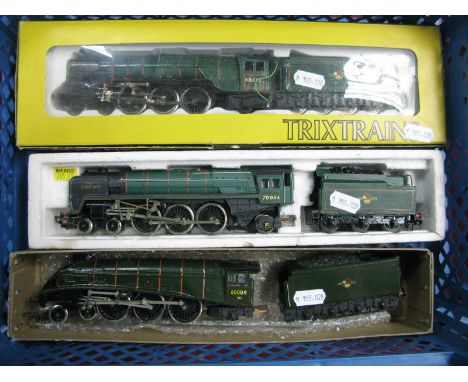 Three 'OO' Guage 4-6-2 Steam Locomotives and Tenders, BR green, late crest, all with significant over painting Trix 'Blue Pet