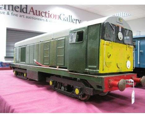 A Five Inch Gauge 12 Volt Model of  a Class 20 Bo-Bo Diesel Electric Locomotive, BR green, grey roof, no running number, but 