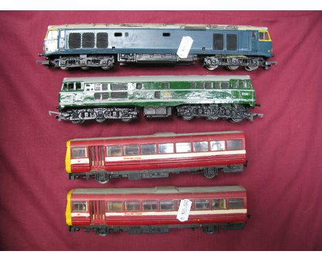 Two 'OO' Gauge Diesel Locomotives, Lima Co.Co Class 50, over painted Ex 50043/Eagle to BR D.413. Triang Ref R357 Class 31 ove