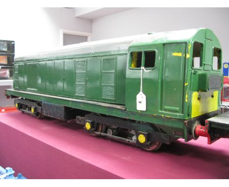 A Five Inch Gauge 12 Volt Model of a Class 20 Bo-Bo Diesel Electric Locomotive, BR green, grey roof, no R/No. Good build but 