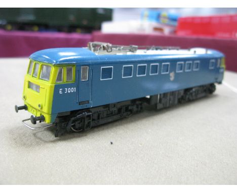 A Trix "OO" Gauge Outline Electric Bo-Bo Locomotive, R/No. E3001, BR bluie livery, pantograph to roof.