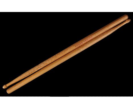 Queen - Roger Taylor (Drummer) - a non-matching pair of stage-used drumsticks from a late 1970s concert (unknown). The first 