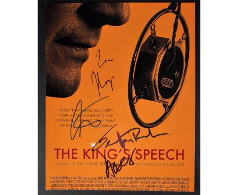 The King's Speech (2010) - a full cast signed 8x10" movie poster photograph. Signed by Colin Firth, Helena Bonham Carter, Geo