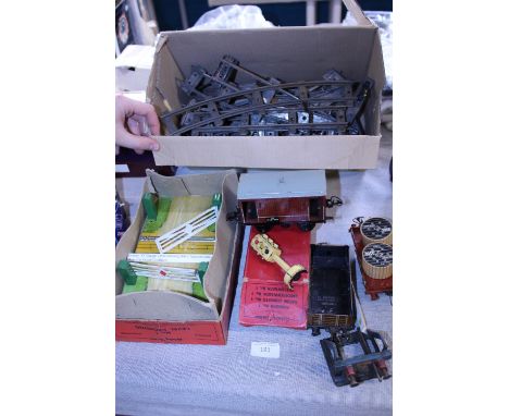 A selection of vintage 0 gauge track and Hornby accessories etc 