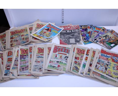 A job lot vintage Beano and Dandy comics with a small selection of Marvel Comics 