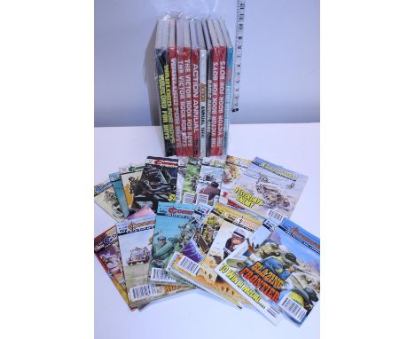 A selection of Commando Action Adventure comics and various assorted vintage annuals 