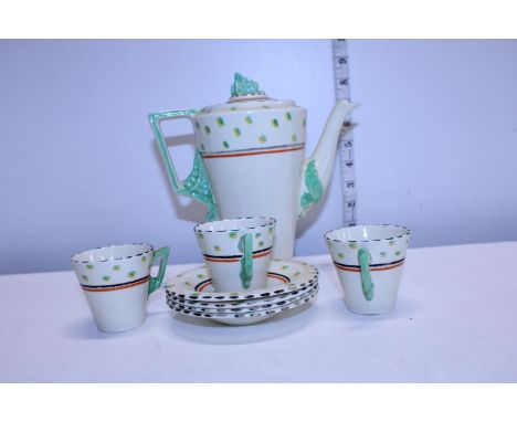 A vintage Art Deco period Burley ware part coffee service 