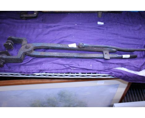 A pair of vintage blacksmiths tongs, shipping unavailable 
