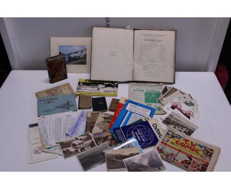 A selection of vintage ephemera including cigarette cards, maps, postcards etc 