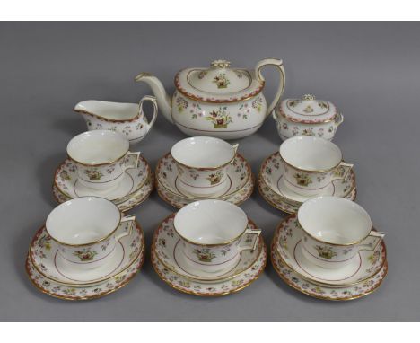 A Wedgwood Bianca Pattern Tea Set to comprise Six Cups, Saucers and Side Plates, Teapot, Lidded Sugar and a Milk Jug 