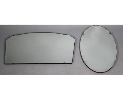 A Vintage Bevel Edge Wall Mirror and an Oval Mirror, 68x39cm 