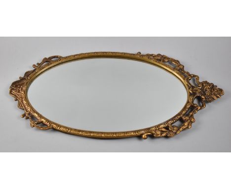 A Mid 20th Century Gilt Metal Framed Oval Wall Mirror, 54cm high 
