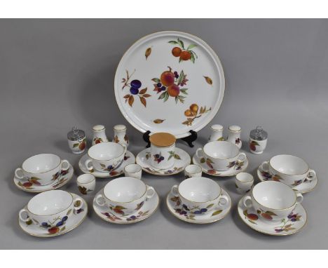 A Collection of Various Royal Worcester Evesham Dinner Wares to comprise Set of Eight Two Handled Soup Bowls and Saucers, Egg