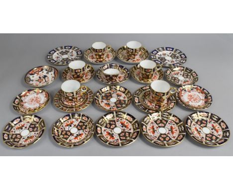 A Collection of Various Royal Crown Derby and Other Imari Cups and Saucers 