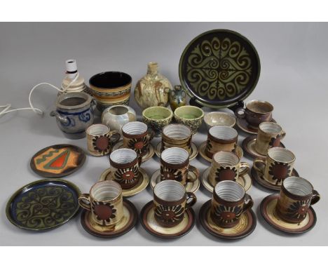 A Collection of various Studio Pottery to comprise Set of Briglin Pottery (Paul Rice Collection) Etc, Slipware Bottles Vase E