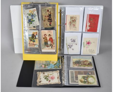 Three Ring Binder Albums Containing Various Greeting Cards, Postcards etc 