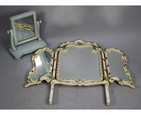 A Large Cream and Gilt Dressing Table Mirror and Small Painted Swing Mirror 