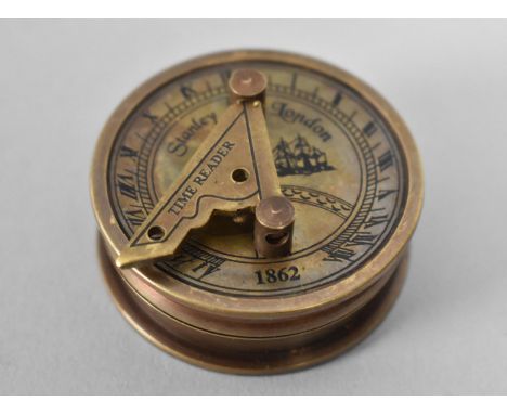 A Reproduction Pocket Combination Sundial and Compass as Made by Stanley of London, 5cms Diameter 