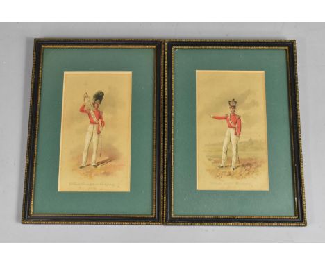 A Pair of Framed Military Prints, Officer Grenadier Company and Officer Light Company, 20x11cm 