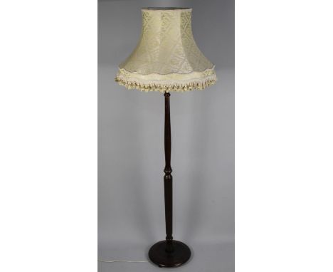 A Modern Mahogany Standard Lamp with Shade 