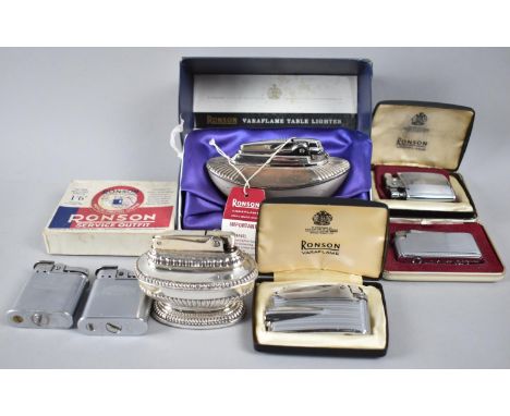 A Collection of Vintage Ronson Lighters, Pocket and Table together with Service Outfit, We are Unable to Post This Lot 